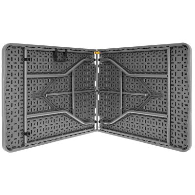 9. Cateringtisch, zusammenklappbar in einem Koffer, 180 x 74 cm, max. 100 kg, Holzart: Woodland Board, Dunkelgrau