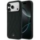 Mercedes Lederhülle mit gekreuzten Linien und MagSafe-Design für iPhone 17 Pro – Schwarz