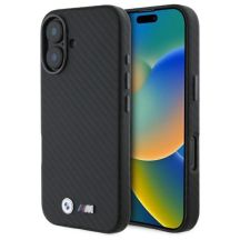 BMW Carbon Wrapped Metal Case für iPhone 16 – Schwarz