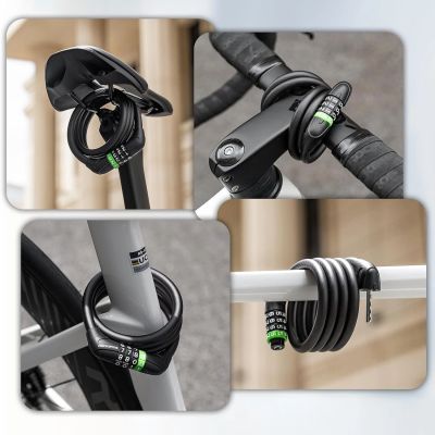6. Rockbros 87632 Fahrradschloss mit Zahlencode, Stahlkabel, 115 cm – schwarz