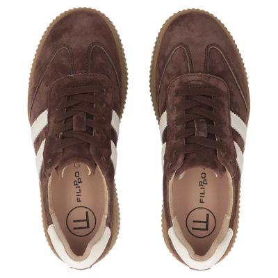 6. Damen-Plateauschuhe aus braunem Leder und Wildleder, Modell Filippo DP6776