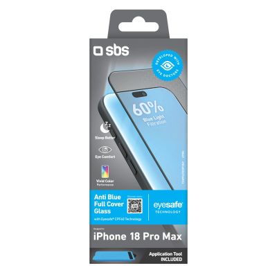 2. SBS Anti-Blaulicht-Vollschutzglas aus gehärtetem Glas für iPhone 18 Pro Max mit Blaulichtfilter