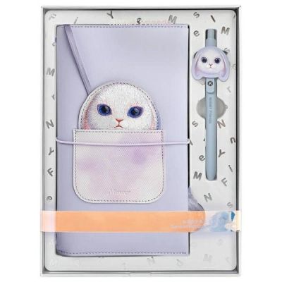 Nimmy Big Eyed Pet 2.0 Kaninchen 2-in-1 Notizbuch + Stift-Set - Lila