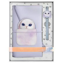 Nimmy Big Eyed Pet 2.0 Kaninchen 2-in-1 Notizbuch + Stift-Set - Lila