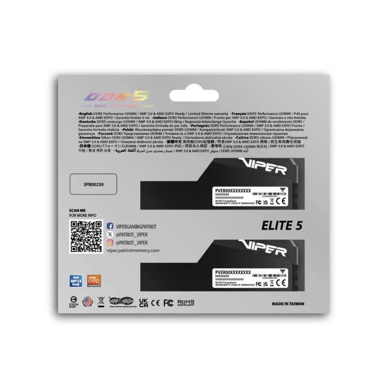 14. Patriot Viper Elite 5 Ultra DDR5 2x32GB 6000MHz CL28 Schwarz