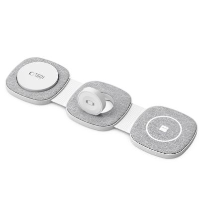 9. Tech-Protect QI15W-A32 3in1 induktives Ladegerät mit MagSafe für Smartphone / Apple Watch / AirPods – Grau