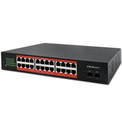 10. Qoltec Netzwerk-Switch Gigabit Ethernet | 24x RJ45 | 2x SFP | 1000 Mbit/s