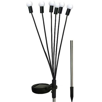 Solarlampe, die im Wind tanzt, weiße Kugeln, 6 LEDs, 72 cm