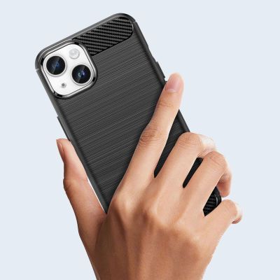 13. Carbon Case iPhone 14 Hülle flexible Gel Rückseite blau