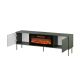 6. EF TV-Schrank + schwarzer TRESSE Kamin 180x40x54,5 mattgrün