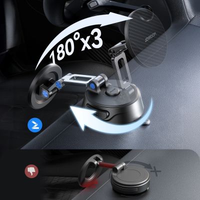 7. Joyroom JR-ZS510 Gel-Saugnapf MagSafe Faltbare Autohalterung für Handys - Gunmetal Schwarz