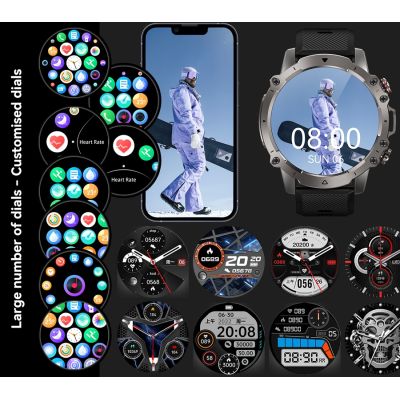 8. Herren-Smartwatch Rubicon RNCF18-1 SCHWARZ Armband + Lederarmband