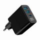 4. GEMBIRD 3-Port-GaN-USB-Schnellladegerät (PD) (2x USB-A + 1x USB Typ-C), 30 W, LCD, Schwarz