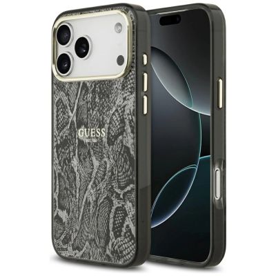 Guess MagSafe-Hülle mit Pythonmuster für iPhone 17 Pro Max – Schwarz