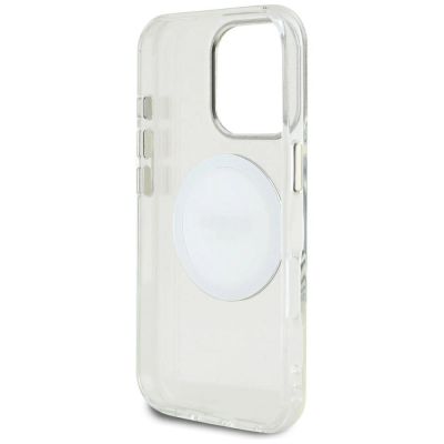 7. Guess IML Metal Colored Circle Classic Logo MagSafe Hülle für iPhone 16 Pro Max - Weiß