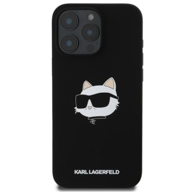 3. Karl Lagerfeld Silikon Choupette Kopf Print MagSafe iPhone 16 Pro Hülle - Schwarz