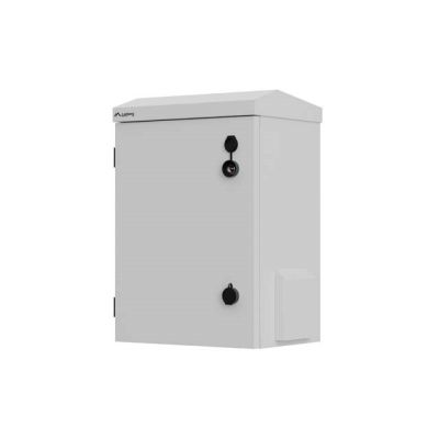 11. Wandregalschrank 10" HERMETISCH IP55 WAND-/STANGENMONTAGE 340X250X500 GRAU LANBERG (MONTIERT)