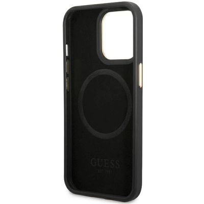 7. Guess GUHMP14LSAPSTK iPhone 14 Pro 6,1" schwarz/schwarzes Hardcase Peony Logo Plate MagSafe