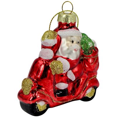3. GLASKUGEL ALS FORMFIGUR WEIHNACHTSMANN AUF MOTORRAD SASKA GIFT & DECOR