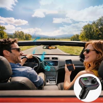 5. Tech-Protect CC07 3-Port PD 54W Autoladegerät + Bluetooth FM-Transmitter - Schwarz