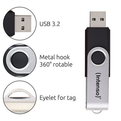 3. Intenso USB 256 GB OFFICE LINE 3.2 Gen1 Silber-Schwarz USB-Stick USB Typ-A 3.2 Gen 1 (3.1 Gen 1) Schwarz, Silber