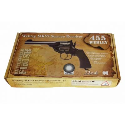 8. WEBLEY MKVI .455 Polizeirevolver, Kal. 4,5 mm, Diabolo, 6-Schuss-Patronen, 4"-Lauf, CO2 Black Ekp do17J