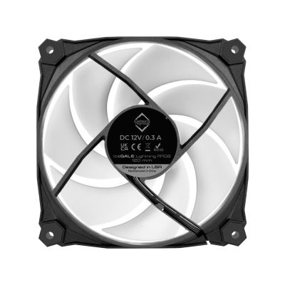 12. Iceberg Thermal IceGALE Lightning ARGB Computergehäuselüfter 12cm Schwarz 3 Stück.