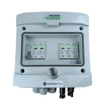 Hermetische IP65-EMITER-Anschlussbox für DC/AC mit Noark 1000V DC-Überspannungsableiter Typ 2, 1 x PV-String, 1 x MPPT // Noark AC-Begrenzer Typ 2, 16A 1-F