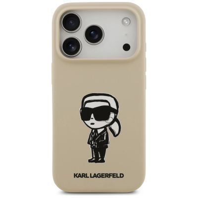 3. Karl Lagerfeld Silikonhülle mit Karl-Skizze und Logo (MagSafe) für iPhone 17 Pro – Braun