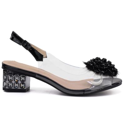 2. Transparente schwarze Sandalen mit Zierabsatz D&A MR62-9100