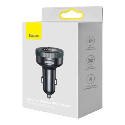 7. Baseus Enjoy FM Transmitter Autoladegerät LED 2x USB / 3,5mm Klinke kabellos MP3 Player Bluetooth 5.0 3.4A schwarz (CCLH-01)
