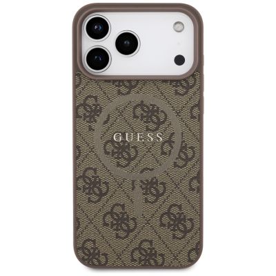 3. Guess 4G Ring Classic Logo MagSafe Hülle für iPhone 17 Pro Max – Braun