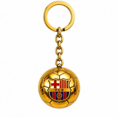 7. Original lizenzierter FC Barcelona Schlüsselanhänger in Form eines goldenen Balls mit dem Wappen B7081