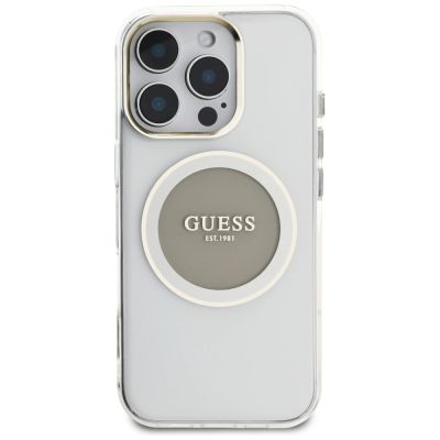 3. Guess IML Metal Colored Circle Classic Logo MagSafe Hülle für iPhone 16 Pro - Grau