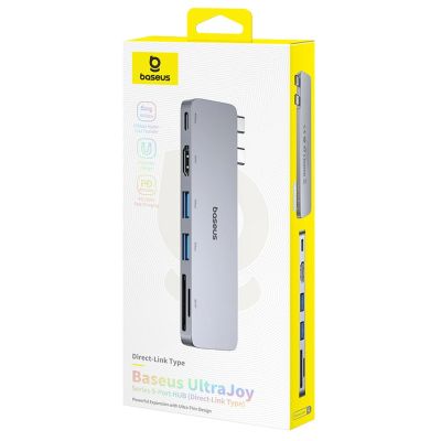 14. Baseus UltraJoy Series 6-in-1 USB-C 40Gb/s USB 3.0 HDMI 4K USB-Hub mit SD- und MicroSD-Kartenleser – Grau