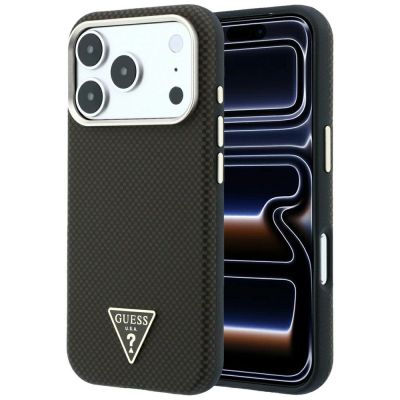 Guess Kevlar Triangle Logo MagSafe Hülle für iPhone 17 Pro Max / 18 Pro Max - Braun