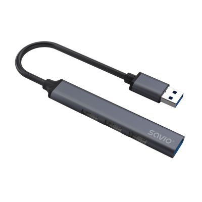 8. SAVIO USB-A Hub – 3 x USB-A 2.0, 1 x USB-A 3.0, Grau AK-70