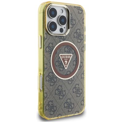 4. Guess IML Metal Glitter 4G Circle Triangle MagSafe Case für iPhone 16 Pro Max - Braun