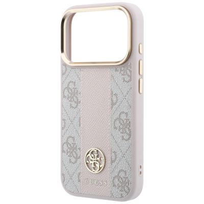 6. Guess 4G MagSafe Hülle mit gestreiften, runden und klassischen Logos für iPhone 17 Pro Max / 18 Pro Max – Pink