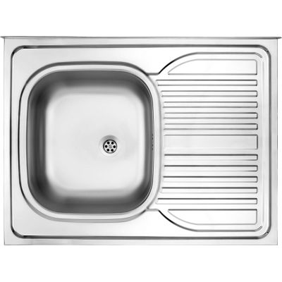 Einzelbecken-Edelstahlspüle mit Abtropffläche auf der rechten Seite - Overlay ZM6 311P 5907650846536