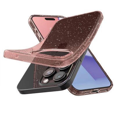 7. Spigen Liquid Crystal Glitter Hülle für iPhone 15 Pro Max – rosa und transparent