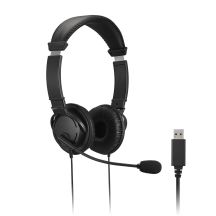 Kensington K33065WW Kopfhörer/Headset mit Kabel und Kopfbügel, USB Typ-A, Schwarz, für Büro/Callcenter