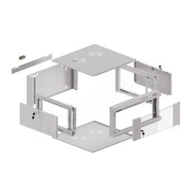 8. LANBERG Wandschrank 19" 4HE 570x600 Schnellmontage (Grau, flach verpackt) WFFA-5604-10S