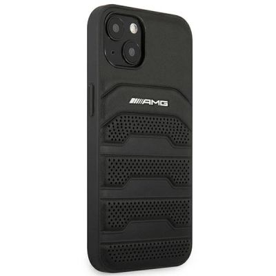 4. AMG AMHCP14MGSEBK iPhone 14 Plus 6,7 "schwarz / schwarzes Hardcase Leder geprägte Linien