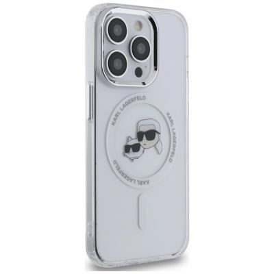 4. Karl Lagerfeld IML Metal Karl & Choupette Head MagSafe Hülle für iPhone 14 Pro - Weiß