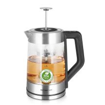 Emerio WK-122730 Wasserkocher 1,7 l 2200 W Schwarz, Silber, Transparent