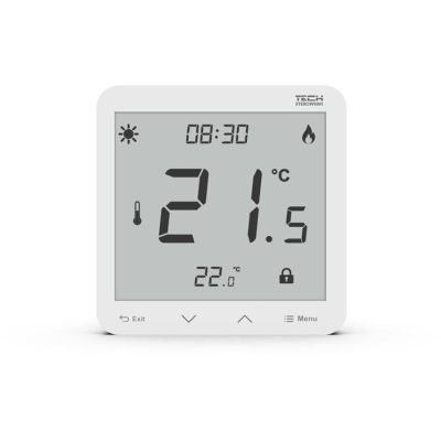 Kabelgebundener, zweistufiger, flächenbündig eingebauter Raumthermostat, weiß, ST-297z v3 Tech-Steuerung