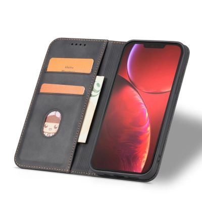 4. Magnet Fancy Case Hülle für iPhone 14 Flip Cover Wallet Ständer schwarz