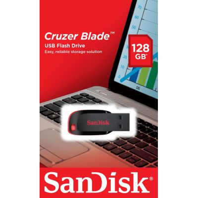 13. SanDisk Cruzer Blade SDCZ50-128G-B35 USB-Stick (128 GB; USB 2.0; Schwarz)