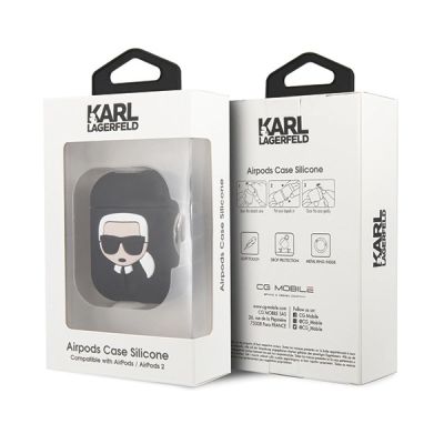 11. Karl Lagerfeld Silikon-Ikonik-Hülle für AirPods 1/2 – Schwarz
